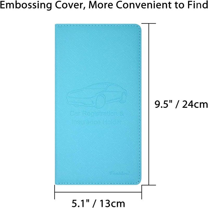 Techion Car Insurance and Registration Holder, 9.5 x 5 Inch PU Leather Vehicle Glove Box Organizer Wallet Case for Insurance Card, Driver License, Paperwork - Mint Green - Image 4